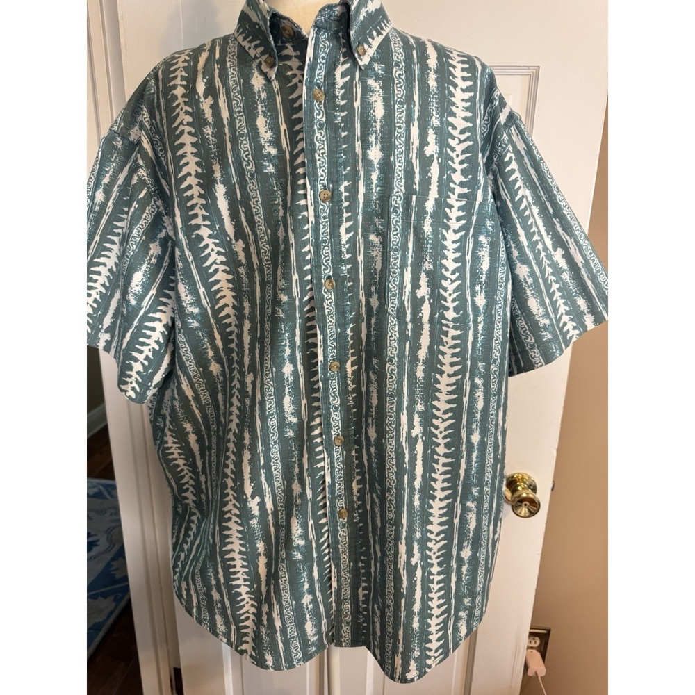 David Taylor Short Sleeve Tribal Batik Print Shirt XL Resort Wear Vacation